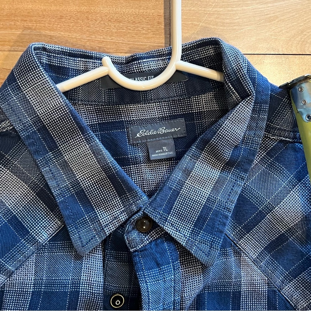 Eddie Bauer Men's Blue Plaid Shirt